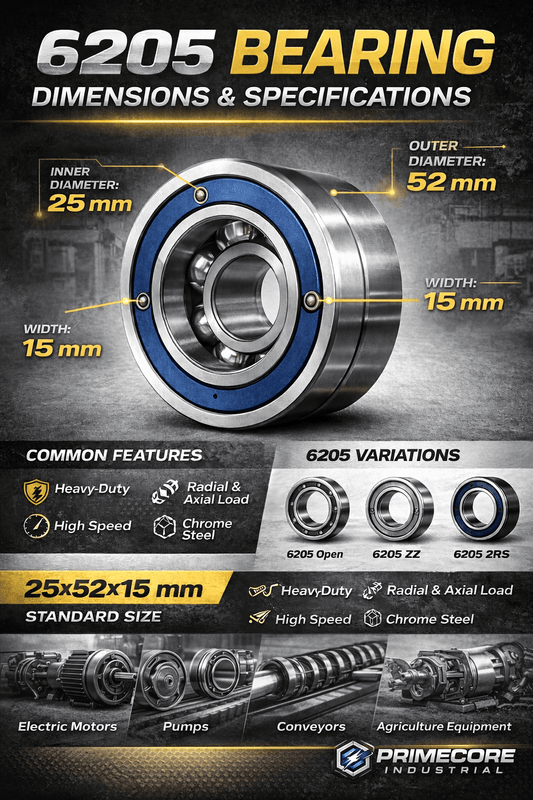 6205 Bearing Dimensions & Specs (25x52x15) | Complete Guide