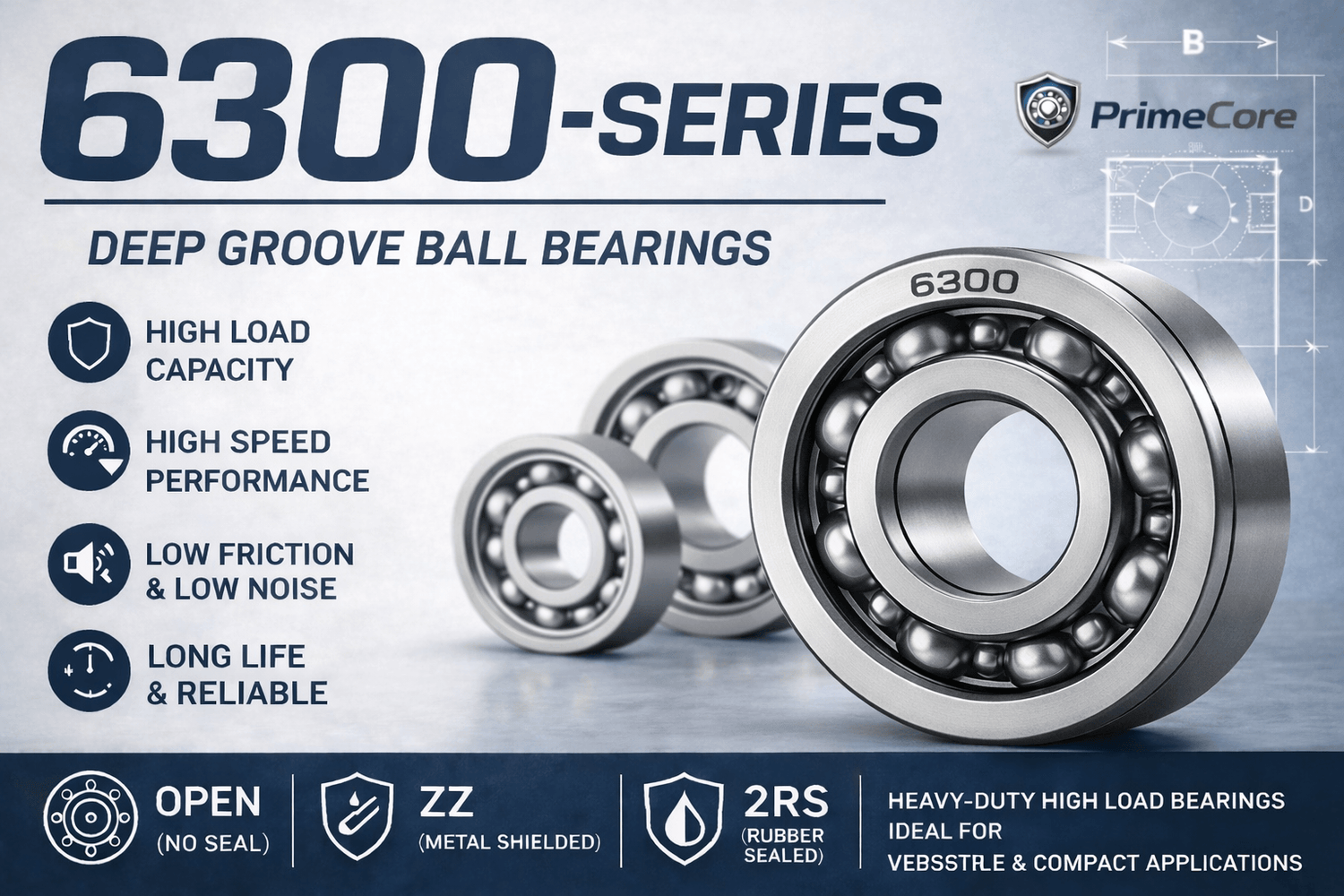 6300 Series Ball Bearings | Heavy Duty Bearings